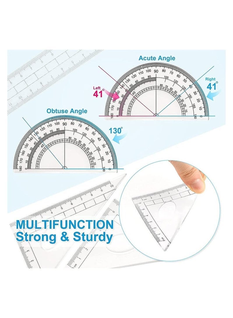 Geometry Kit 10 Piece Math Tool Kit Compass Protractor Pencil Eraser Sharpener Square Triangle Ruler Lead - Image 4